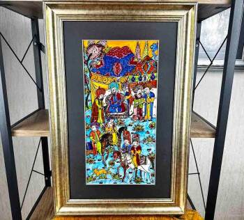 Scène de chasse en panneau de carreaux ottoman Iznik - Çini Evi