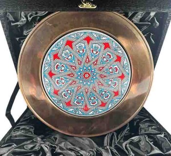 Selçuklu Yıldızı Motifli 25cm Bakır Tabak - Çini Evi