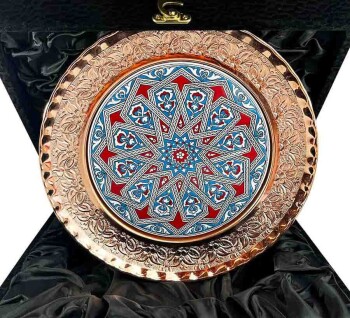 Selçuklu Yıldızı Motifli 25cm Bronz Tabak - Çini Evi