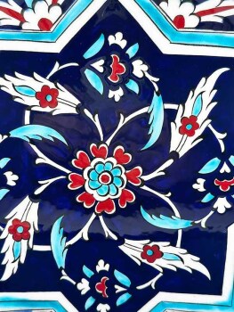 Selçuklu Yıldızı ve Lotus Motifli İznik Çini Tabak - Çini Evi (1)