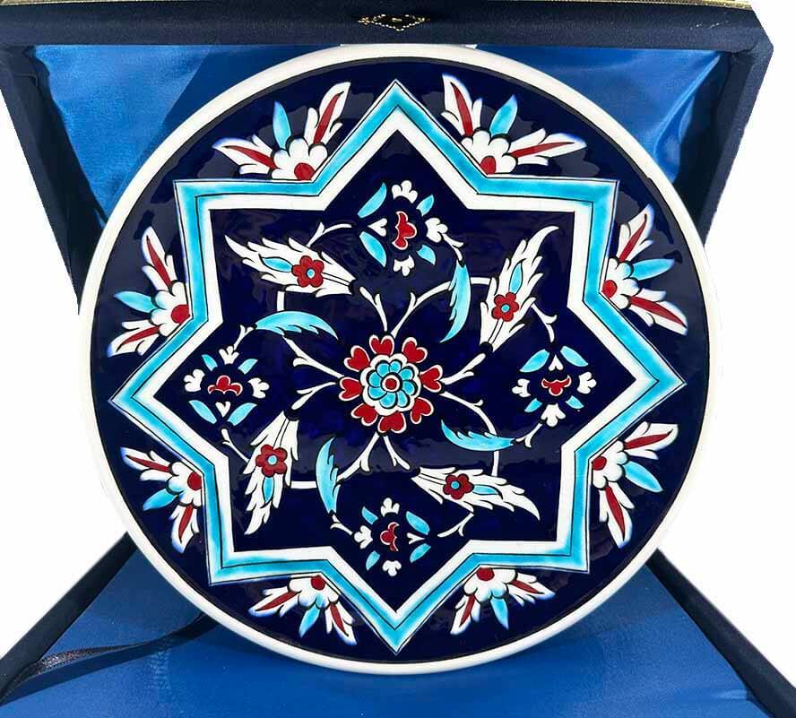Selçuklu Yıldızı ve Lotus Motifli İznik Çini Tabak - 1