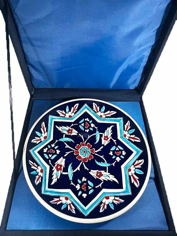 Selçuklu Yıldızı ve Lotus Motifli İznik Çini Tabak - 3