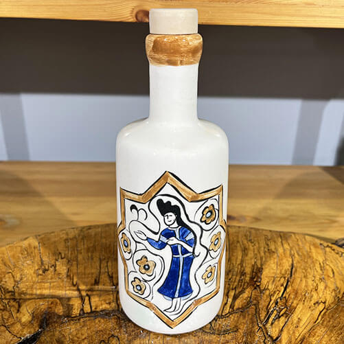 Seljuk Serving Woman Pattern Iznik Ceramic Oil Cruet - 1