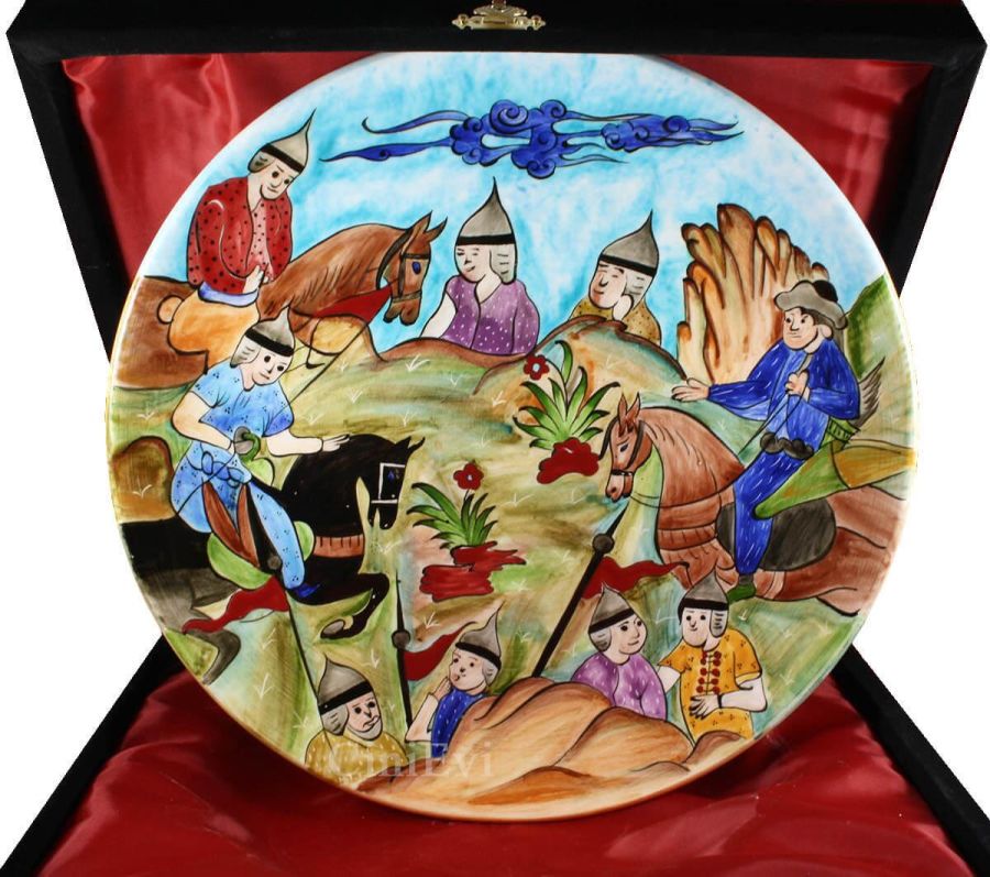 Seljuk Soldier Miniature Iznik Ceramic Plate - 1