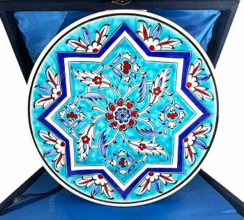 Seljuk Star and Lotus Motif Iznik Ceramic Plate - Çini Evi