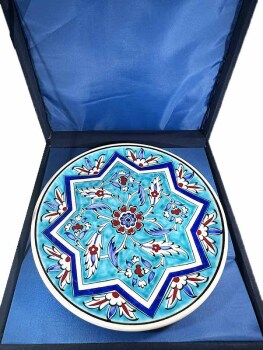 Seljuk Star and Lotus Motif Iznik Ceramic Plate - 3