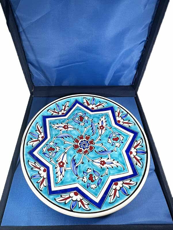 Seljuk Star and Lotus Motif Iznik Ceramic Plate - 3