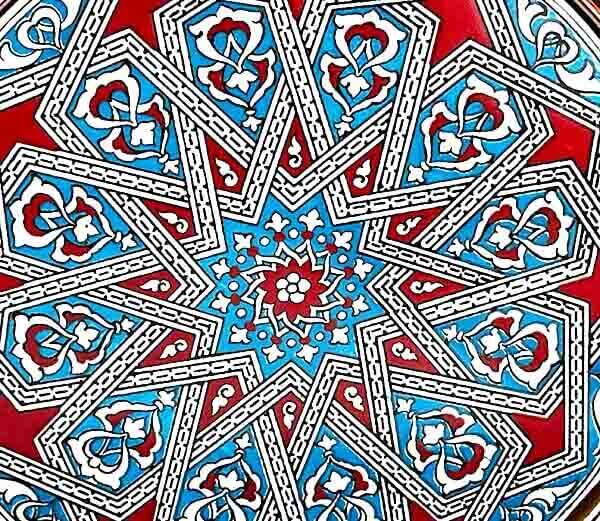 Seljuk Star Motif 25 cm Bronze Plate - 2