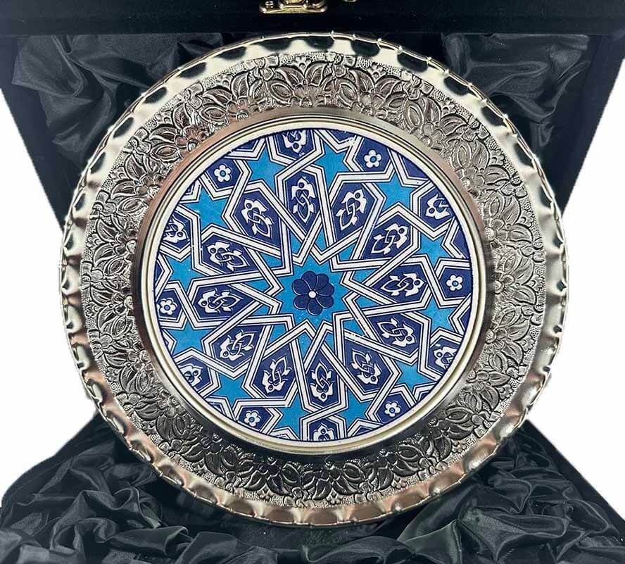 Seljuk Star Motif Silver-Plated Plate 25 cm - 1