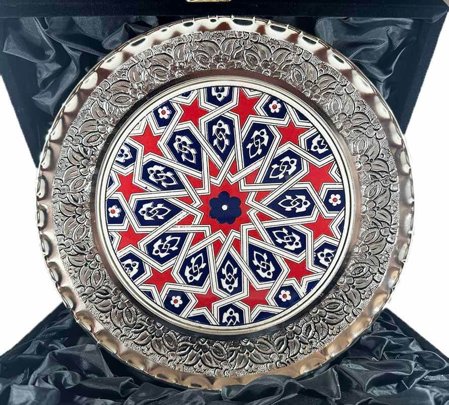Seljuk Star Motif Silver-Plated Plate 25 cm - 1
