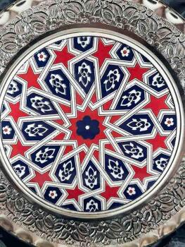 Seljuk Star Motif Silver-Plated Plate 25 cm - 3