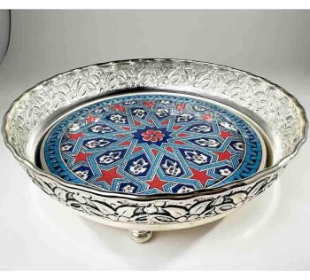 Seljuk Star Patterned Silver Sugar Bowl - Çini Evi