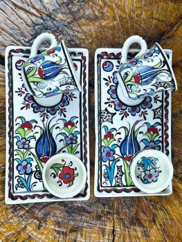 Service à café en céramique d’Iznik pour deux personnes – Cadeau de maison raffiné - Çini Evi (1)
