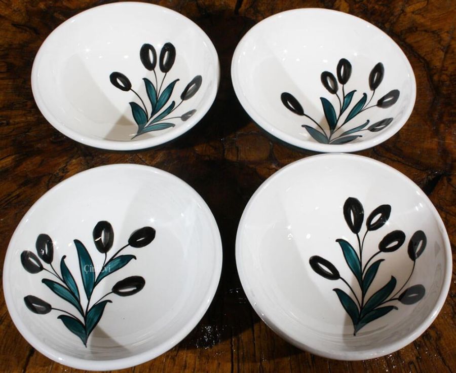 Set de 4 bols en céramique d’Iznik motif olive - 1