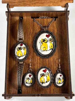 Set de bijoux en céramique d’Iznik Chats amoureux - 2