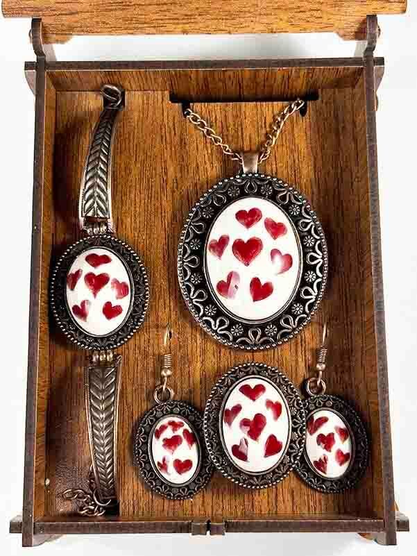 Set de bijoux en céramique d’Iznik motif cœur, cadeau pour amoureux - 2