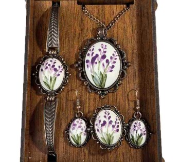 Set de bijoux en céramique d’Iznik motif jacinthe - Çini Evi