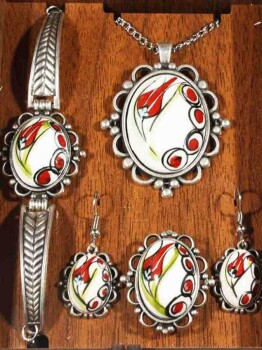 Set de bijoux en céramique d’Iznik motif tulipe - 2
