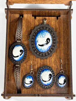Set de bijoux en céramique d’Iznik motif Vav, cadeau spirituel - 2
