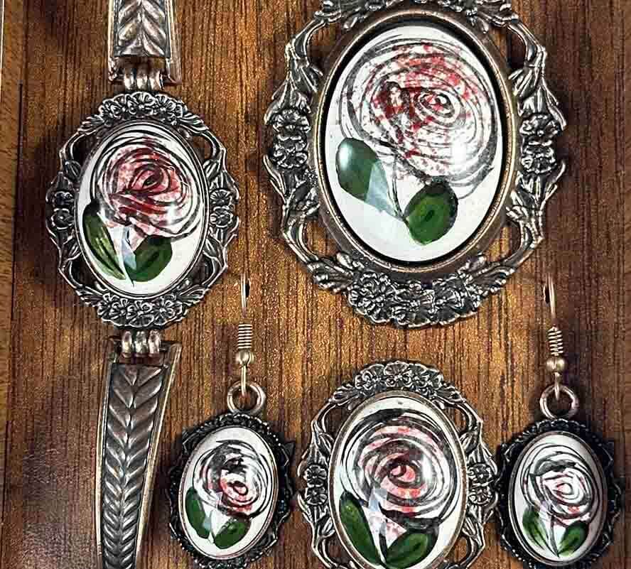 Set de bijoux en céramique d’Iznik Rose de l’amour éternel - 1