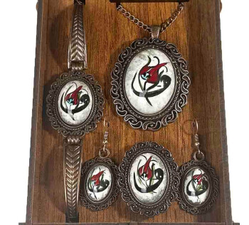 Set de bijoux en céramique d’Iznik motifs Vav et tulipe, cadeau pour amoureux - 1