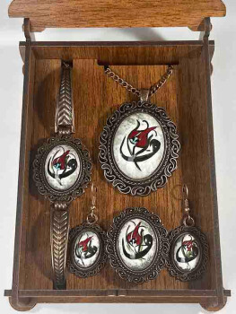 Set de bijoux en céramique d’Iznik motifs Vav et tulipe, cadeau pour amoureux - 2