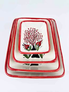Set de 4 coupelles en céramique à motif Arbre de Vie et tulipes - 3
