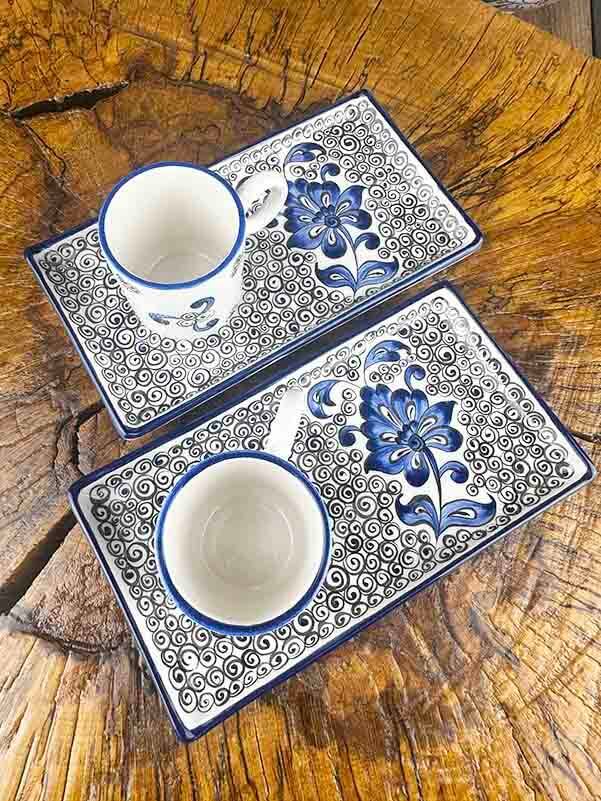 Set de présentation pour café à fleur hatayi bleue classique – cadeau élégant - 3