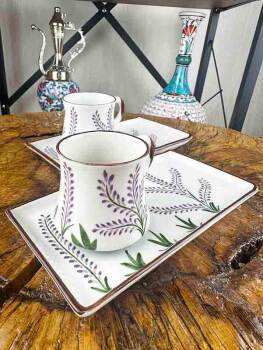 Set de présentation pour café en céramique à motif de lavande mauve – pour le café quotidien - 2