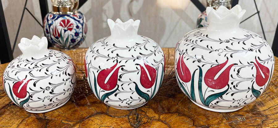 Set de grenades en céramique d’Iznik double tulipe - 2