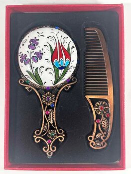 Set Miroir en Céramique d’Iznik – Tulipe et Jacinthe - Çini Evi