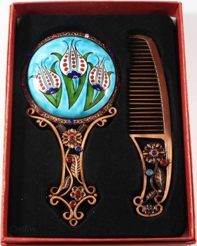 Set miroir et peigne en céramique d’Iznik pour demander pardon - 1