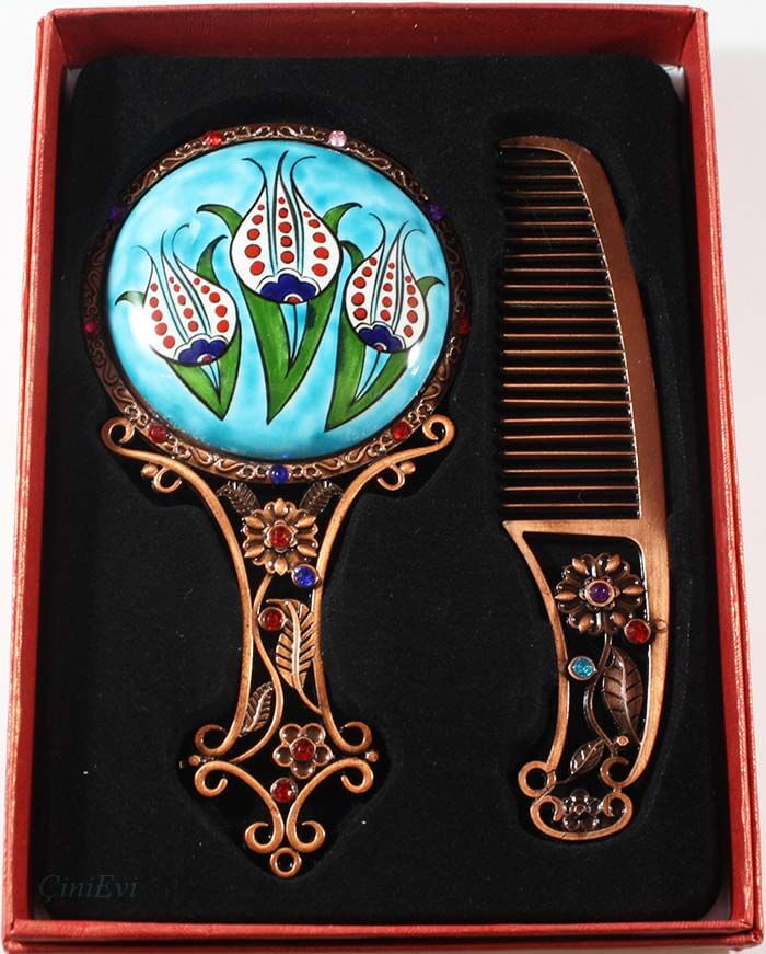 Set miroir et peigne en céramique d’Iznik pour demander pardon - 1