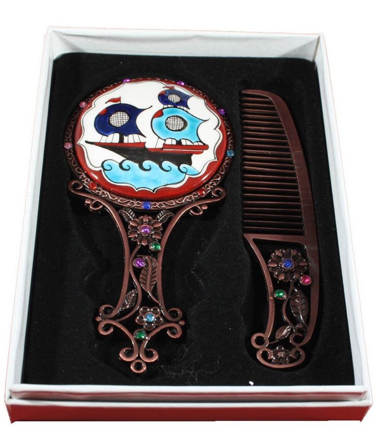 Set miroir avec peigne motif galion - 2