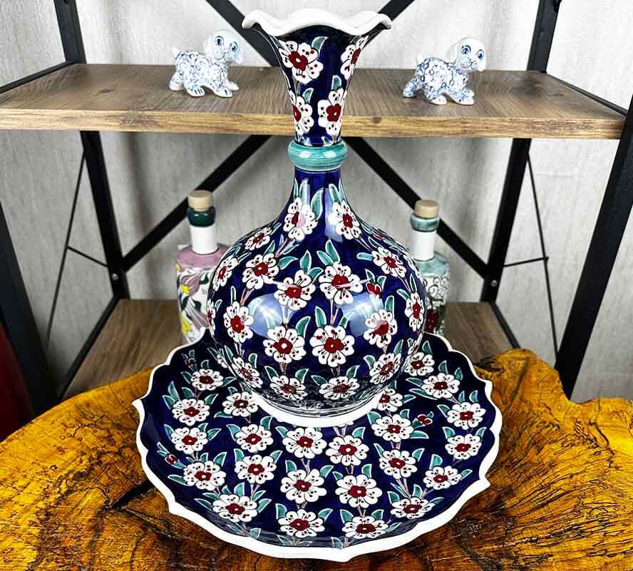 Set vase et plat Iznik à motif arbre de vie - 1