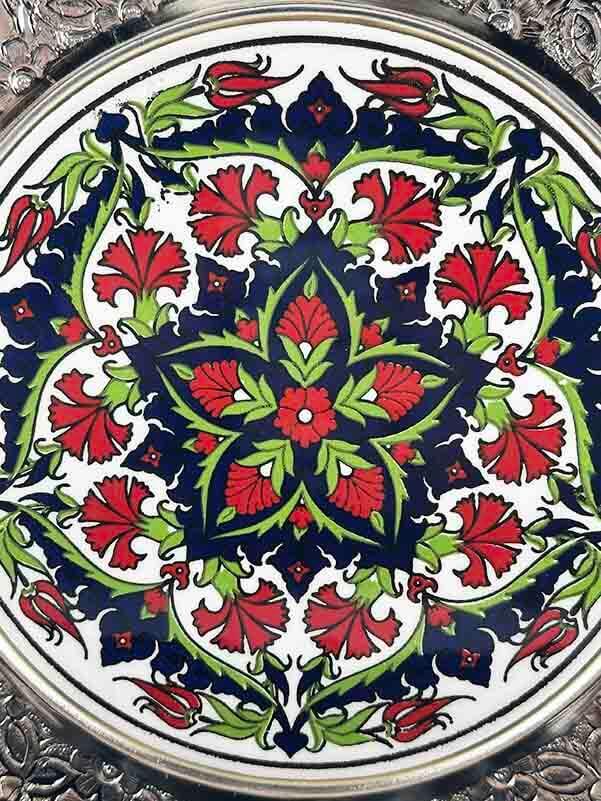 Silver Plate with Carnation Pattern - 2