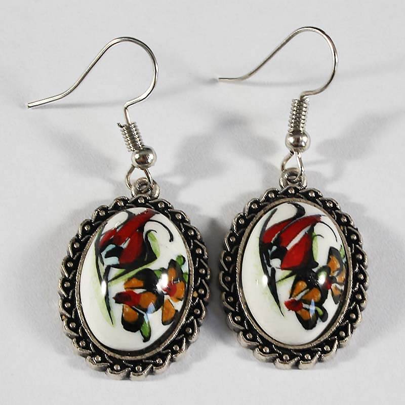 Single Tulip Ceramic Earrings - 1