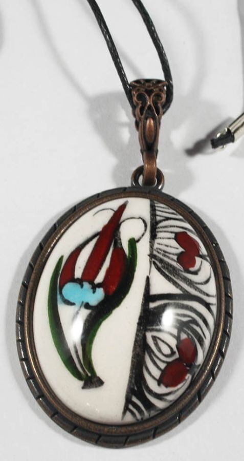 Single Tulip Iznik Ceramic Pendant - 1