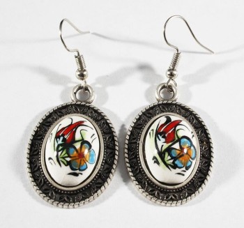 Single Tulip Iznik Earrings - Çini Evi