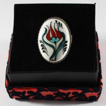 Single Tulip Iznik-Keramikring - Çini Evi