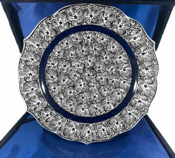 Siyah Beyaz Ahenk – İznik Çini Tabak - Çini Evi