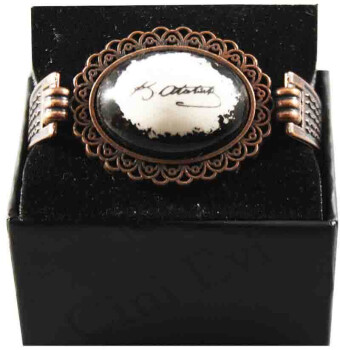 Siyah Zeminde Atatürk İmzalı Çini Bileklik - Çini Evi