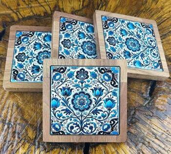 Sous-verres en bois pour cadeau de nouveau travail – Élégance professionnelle en céramique d’Iznik - Çini Evi