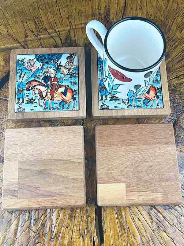 Sous-verres à motif de scène de chasse ottomane – Cadeau décoratif pour amateurs de chasse - 2