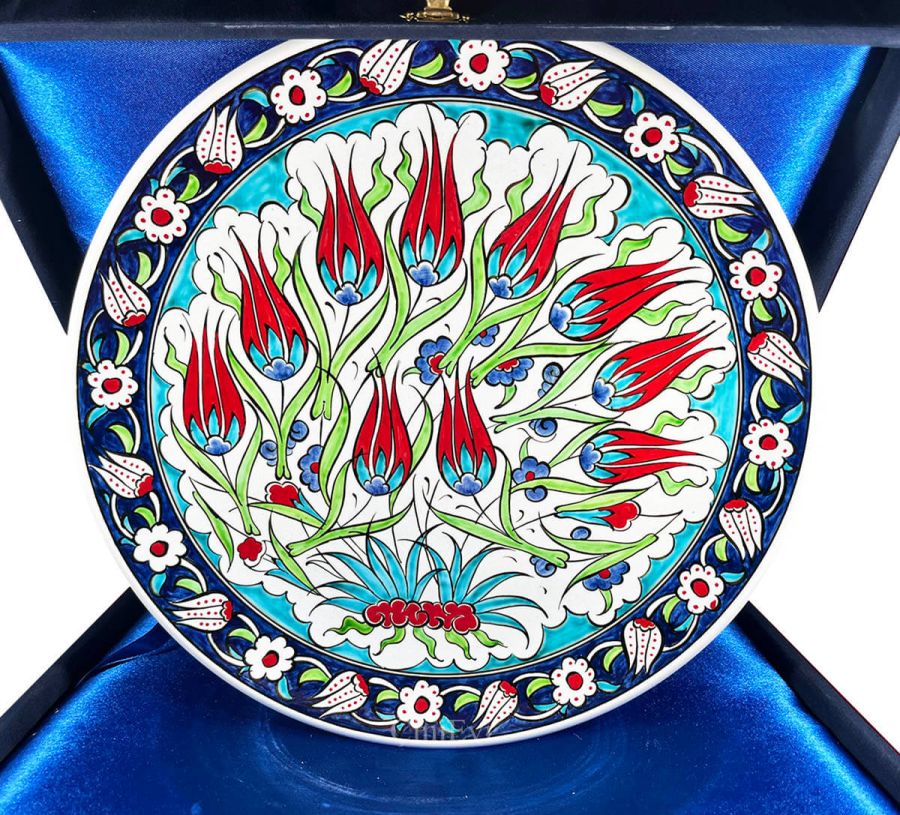 Special Tulip 30cm Iznik Pottery Plate - 1