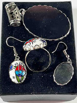 Special Tulip Iznik Ceramic Jewelry Set - 2