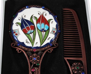 Special tulips Motif Makeup Mirror - Çini Evi