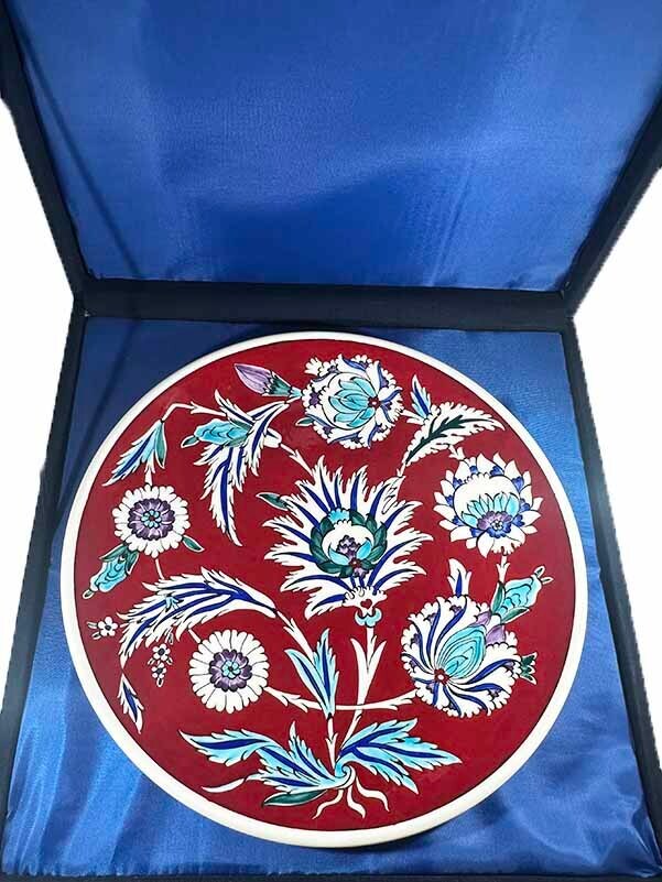 Success & Achievement Gift: Red Background Iznik Ceramic Plate - 2