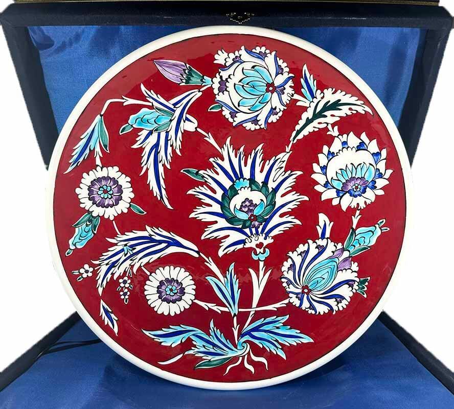 Success & Achievement Gift: Red Background Iznik Ceramic Plate - 1