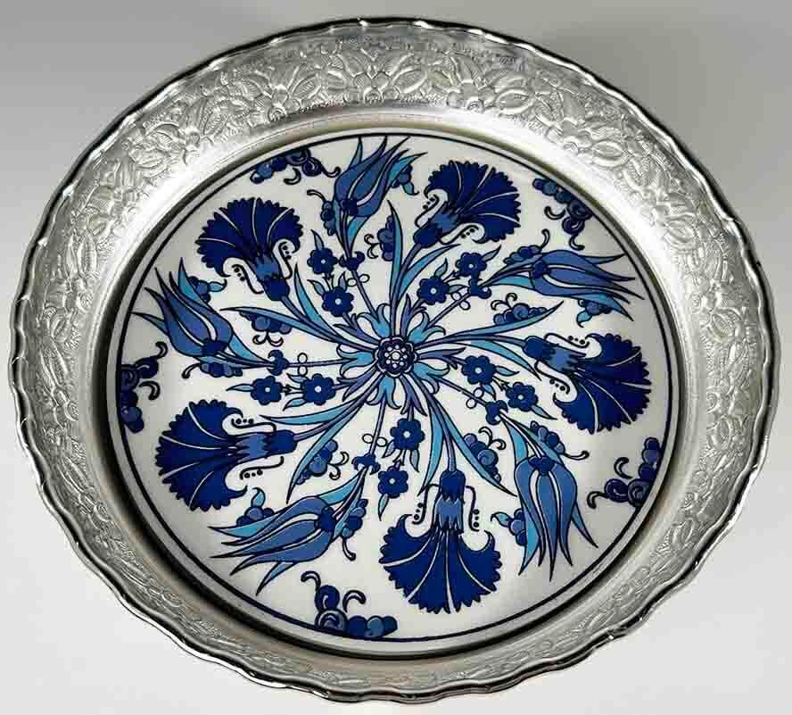 Sucrier Argenté avec Motifs de Tulipe et de Œillet – Élégance Florale Inspirée des Céramiques d’Iznik - 1